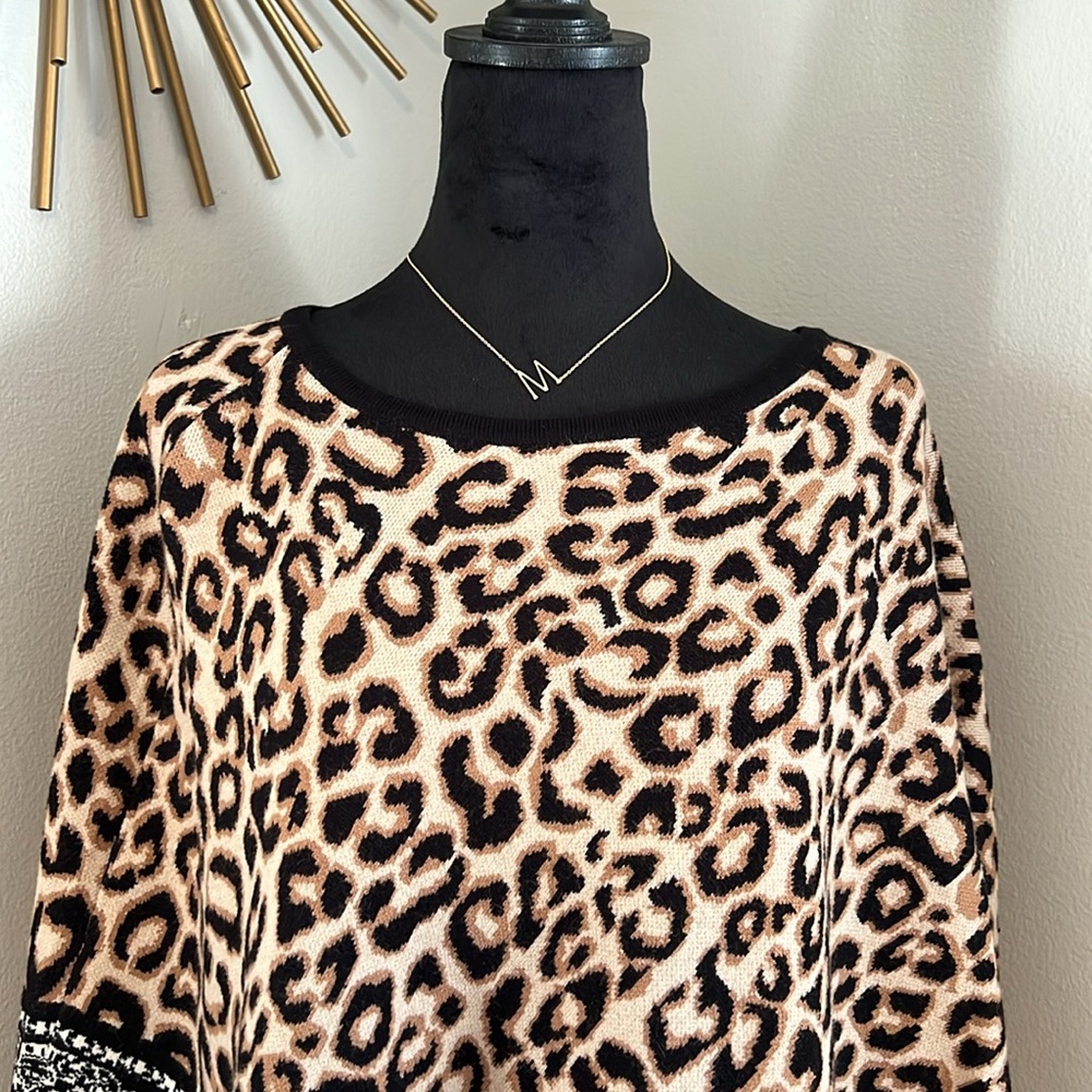 Chicos - Animal print sweater poncho.   BNWT